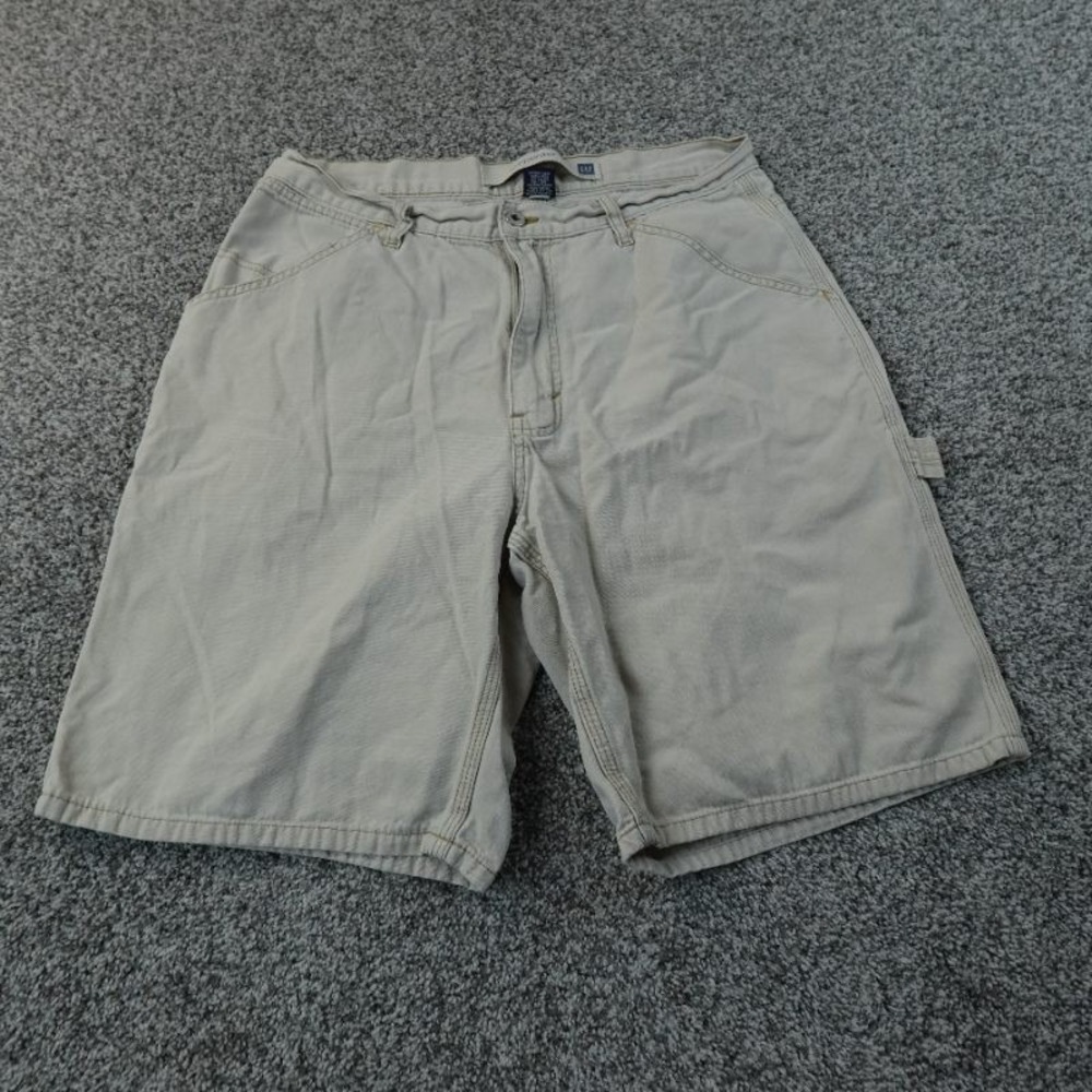 VTG Gap Shorts Mens 33 Beige Carpenter Utility Canvas Hammer Loop Work Skate Y2K